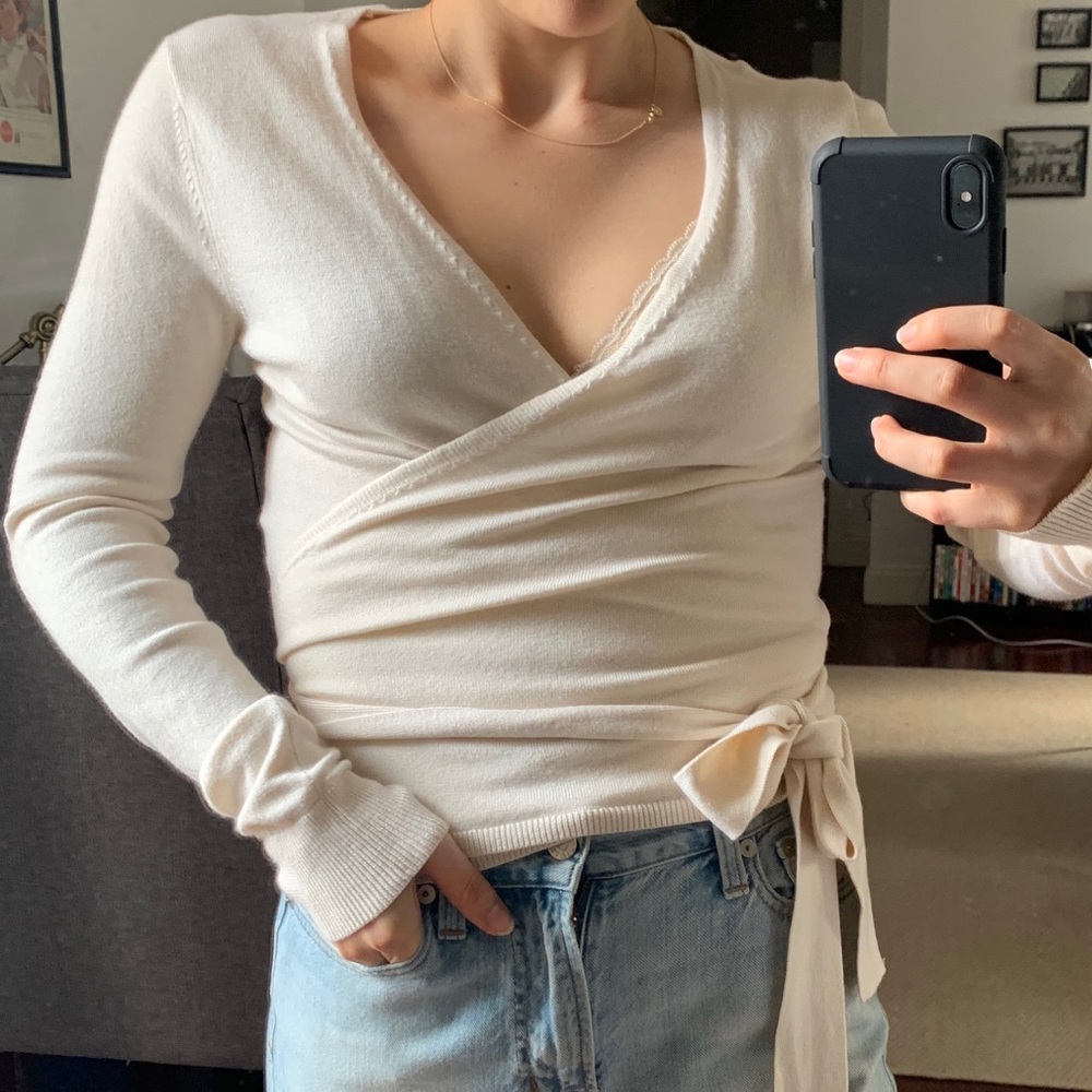 Cream wrap sweater